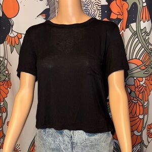Black Women's Cropped Semi-sheer 90s Top